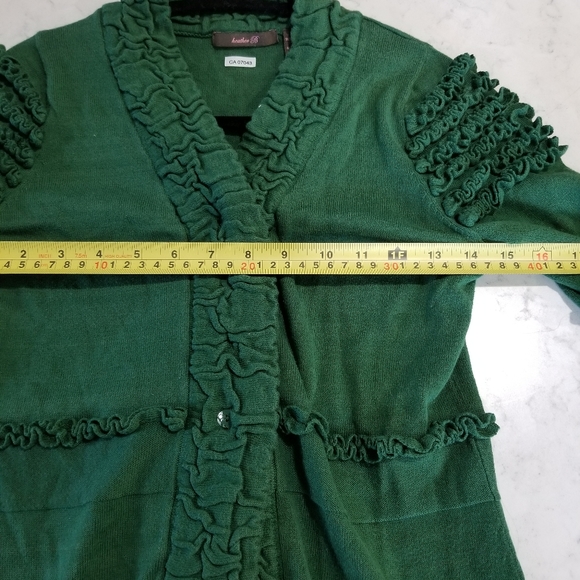 🧥HEATHER B.  EMERALD GREEN CARDIGAN - Picture 3 of 10